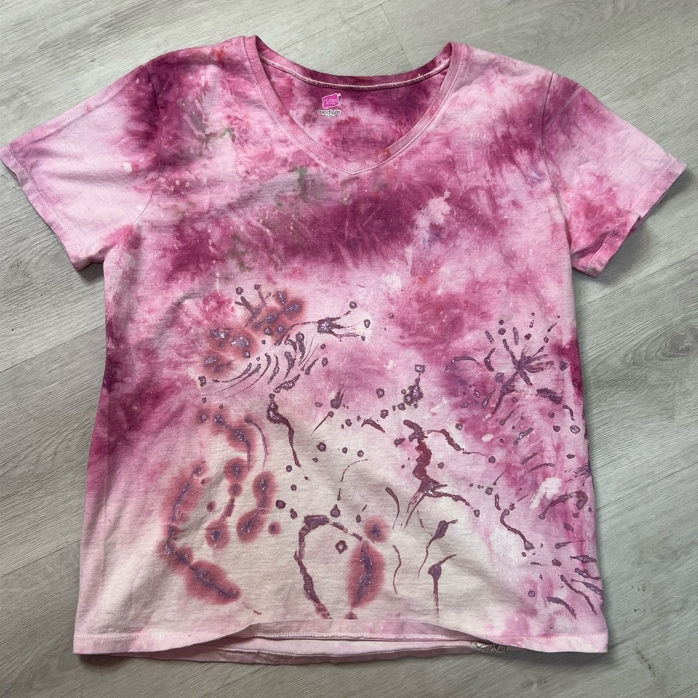 Pink Tie-Dye V-Neck T-Shirt